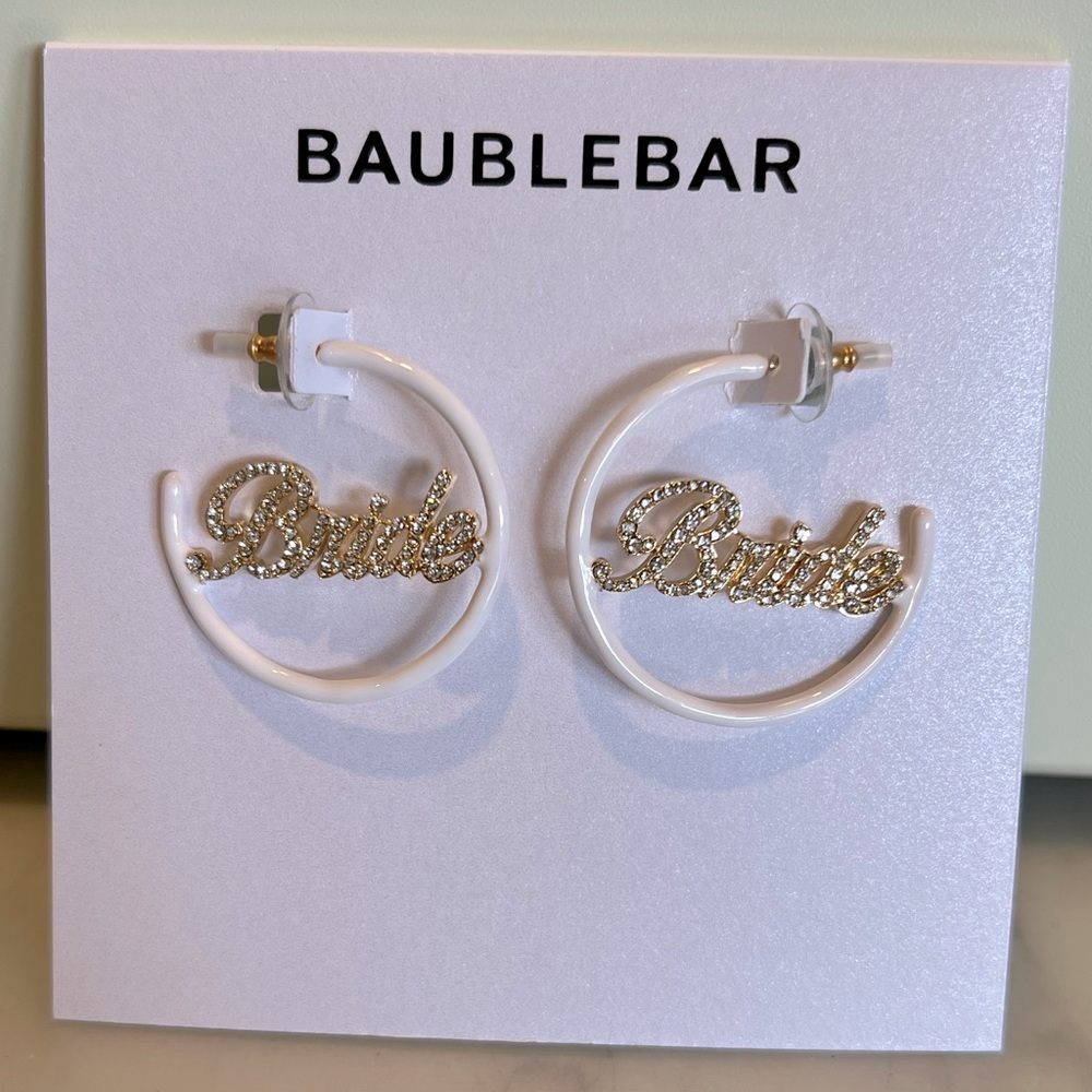 BaubleBar Bride Enamel Hoop Earrings